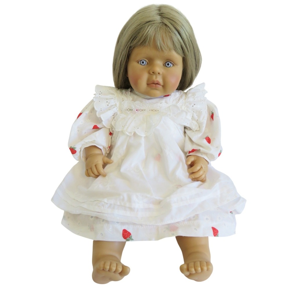 Zapf Creation Brigitte Leman Artist Doll West Germany Strawberry Dress Blue Eyes
